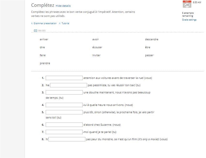 Please help i linked an image of the assignment its french-example-1