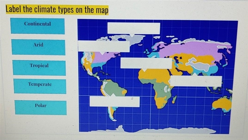 Label the climate types on the map.​-example-1