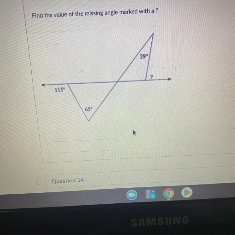 Find the value of the missing angle marked with a ?-example-1