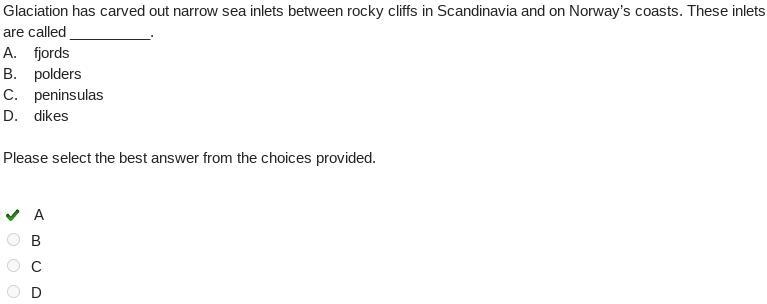 Glaciation has carved out narrow sea inlets between rocky cliffs in Scandinavia and-example-1