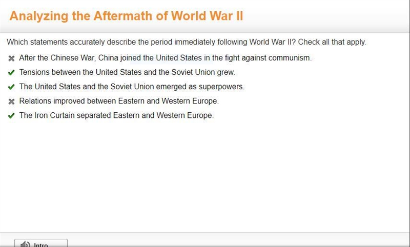 Which statements accurately describe the period immediately following World War II-example-1