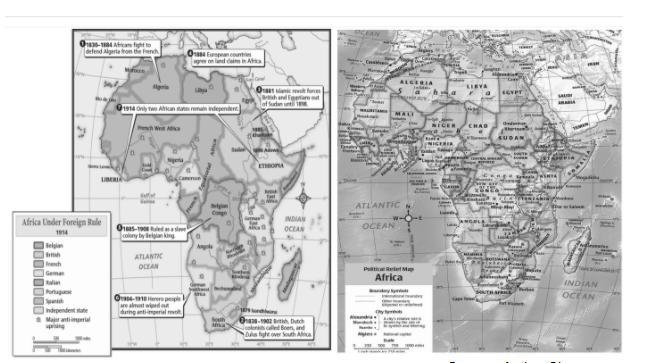 based on the maps which two african countries show the greatest changes in their borders-example-1