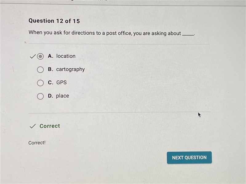 When you ask for directions to a post office you are asking about A. cartography O-example-1