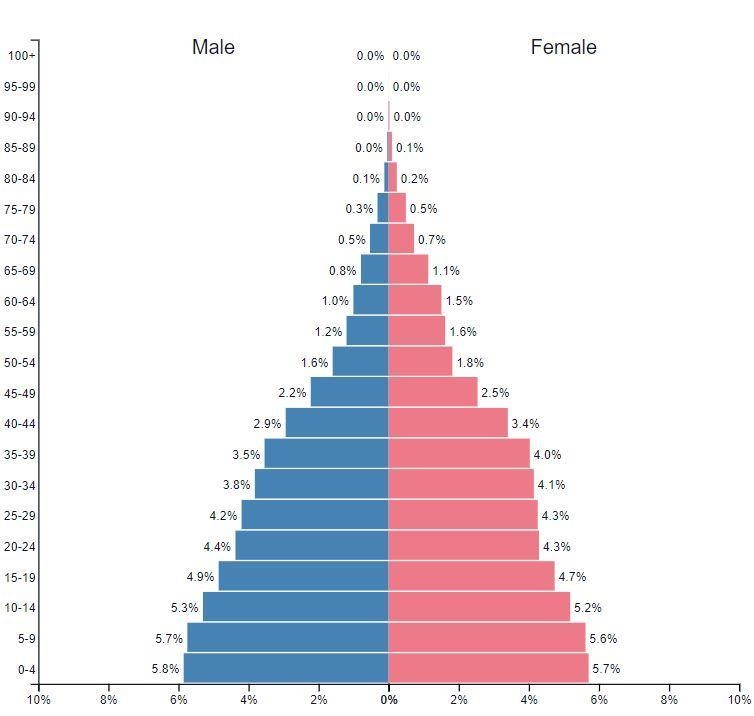 Part B Population Pyramid Next, use the Internet to find an image of a recent population-example-1