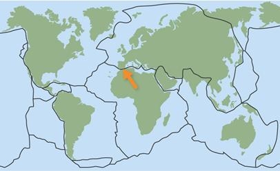 The image below shows Earth’s major plates. A geologist is studying a plate boundary-example-1