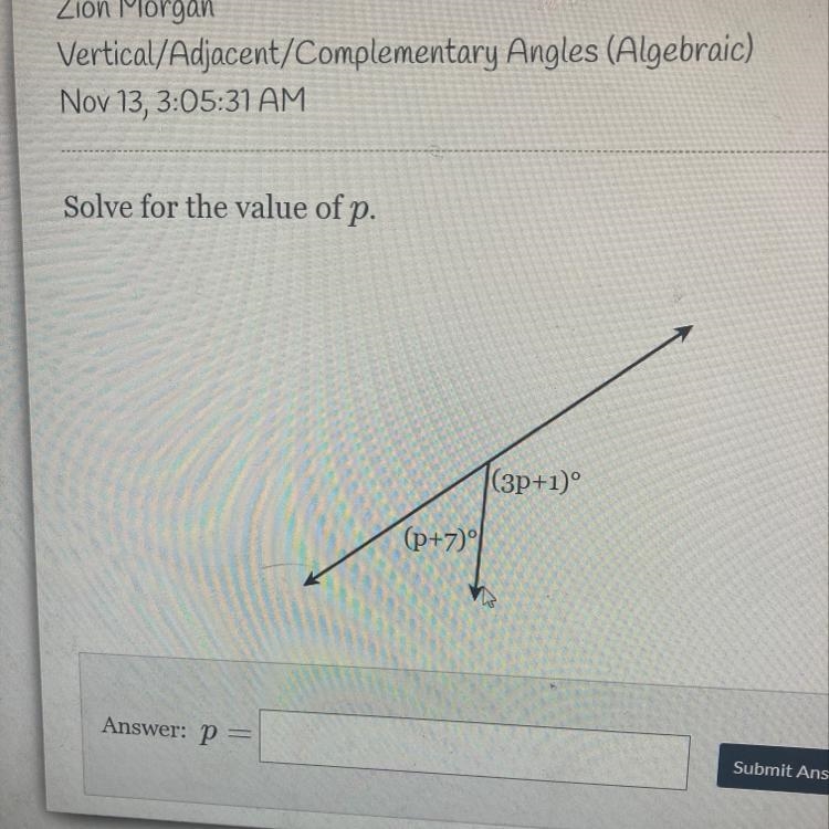 Solve for the value of p. |(3p+1)° (p+7)-example-1