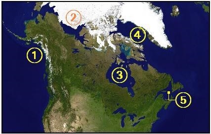 What is the name of the large body of water shown as the number 3 on the image above-example-1