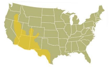 Map of the United States shows a highlighted area encompassing much of the southwestern-example-1