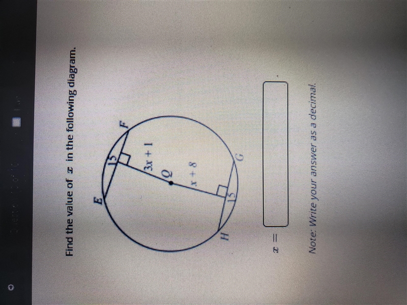 Find the value of x in the following diagram.-example-1