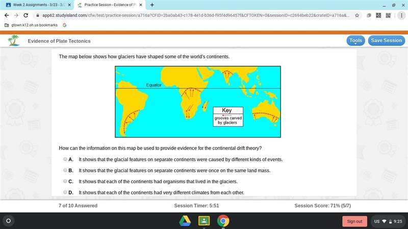 How can the information on this map be used to provide evidence for the continental-example-1