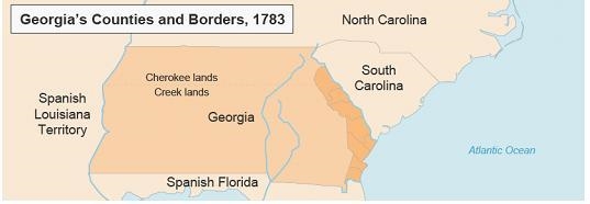 HURRY!!!! The map shows Georgia in 1783. Which conclusion can be drawn from the map-example-1