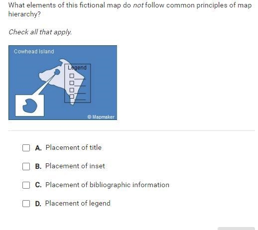 HELP!!! whatelements of this fictional map do not follow common principles of map-example-1