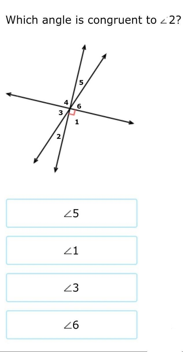 Which angle is congruent to Z2 ? ​-example-1