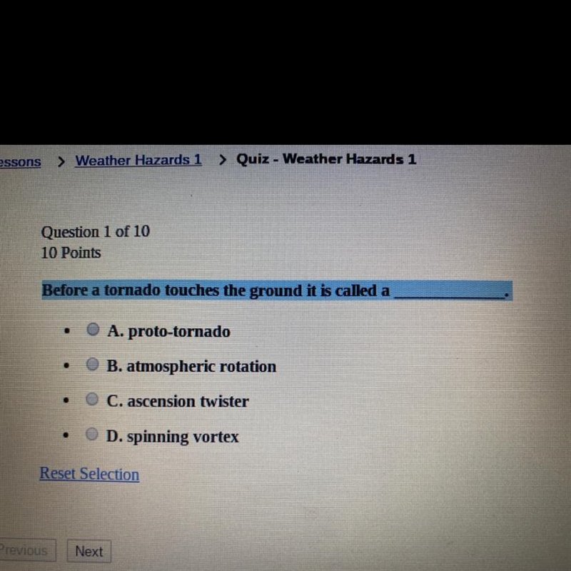 Before a tornado touches the ground it is called a-example-1