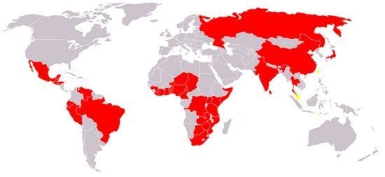 According to the map above, cholera is widespread in the United States and Canada-example-1