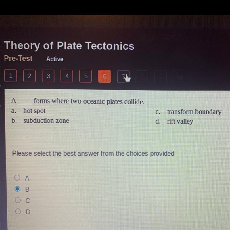 What forms when two oceanic plates collide￼? help it's due in 43 minutes-example-1