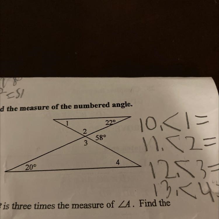 In 10-13 use the diagram to right to find the measure of the numbers angle-example-1