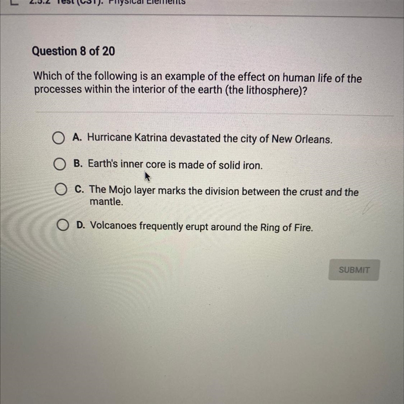 Which of the following is an example of the effect on human life of the processes-example-1