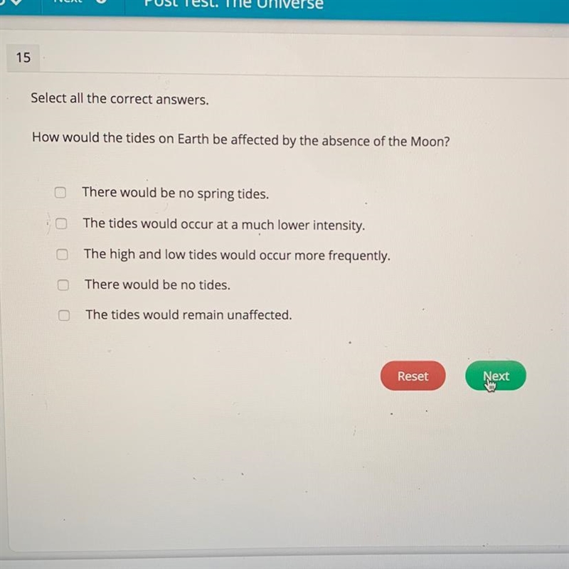 How would the tides on earth be affected by the absence of the moon? please help-example-1