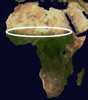 What landform is circled in the map above? A. the Sahara Desert B. the Sahel C. the-example-1