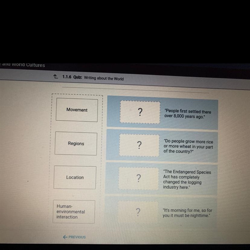 Match the theme of geography in column 1 with the global citizenship quote in column-example-1