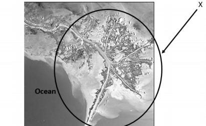 Which statement below describes the landform shown at X? A. It is a coastline that-example-1