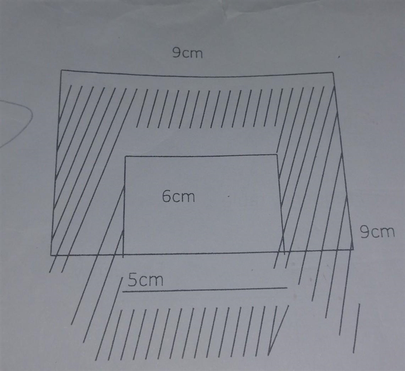 I. Find the area of the smaller rectangle Ii. Calculate the area of the shaded region-example-1