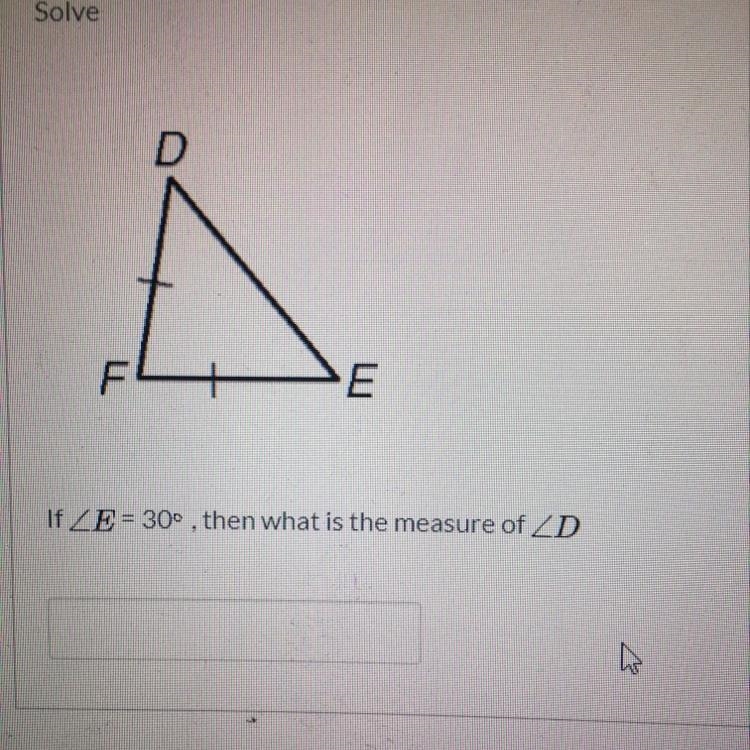 Solve E If ZE= 30° , then what is the measure of ZD-example-1