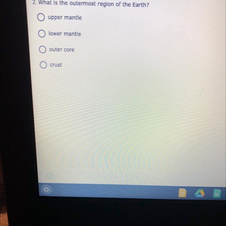 2. What is the outermost region of the Earth?-example-1