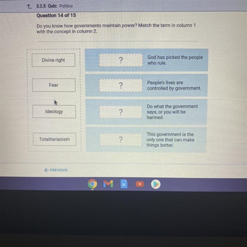 I need help y’all !!!!! do you know how governments maintain power match the term-example-1