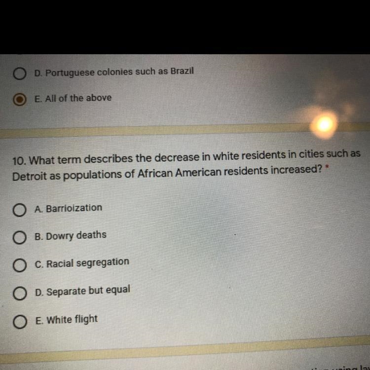 What term describes the decrease in white residents in cities such as Detroit as population-example-1