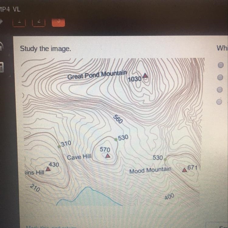 What region has the highest elevation? A) Cove Hill B) Atkins Hill C) Mead Mountain-example-1