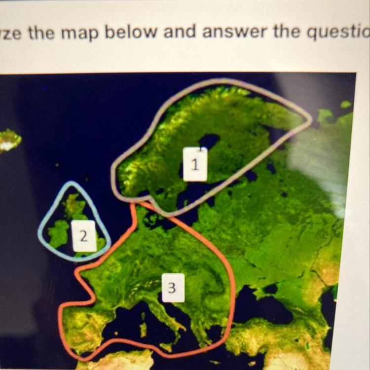 Which of the following regions is labeled with the number 3 on the map above? A. Scandinavia-example-1