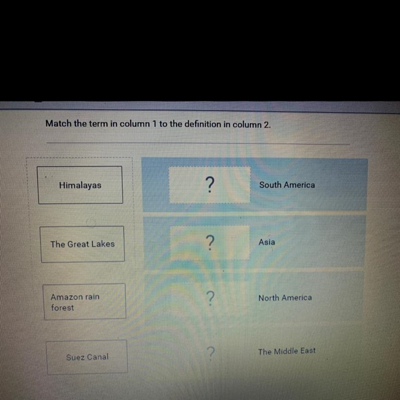 Match the term in column 1 to the definition in column 2. 1. Himalayas 2. The Great-example-1