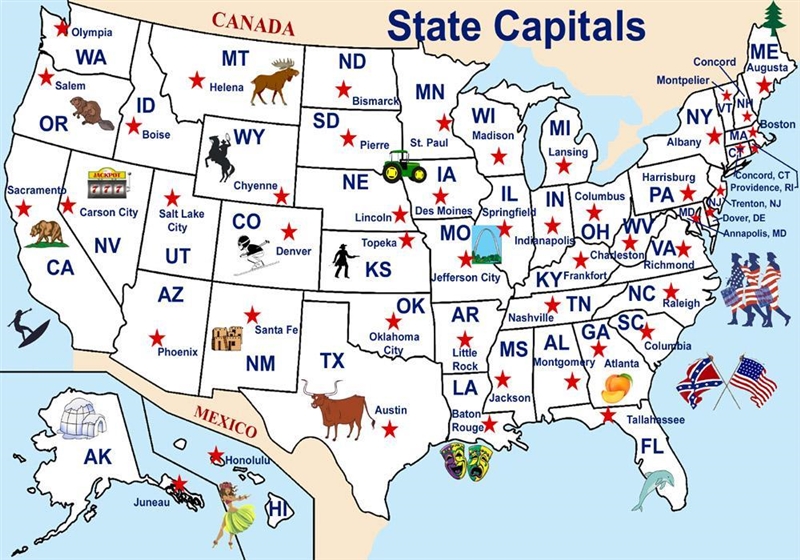 What is the name of the highlighted state and its capital? A.Columbia, South Carolina-example-1