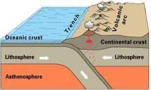 Which type of convergent plate movement is depicted in the image above? A. oceanic-example-1