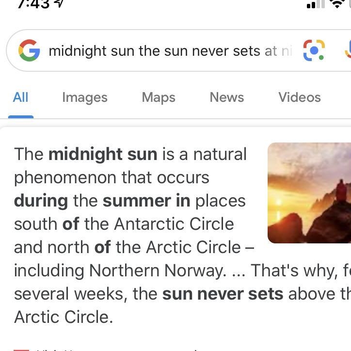 The days of the “midnight sun,” when the sun never really sets at night, occur during-example-1