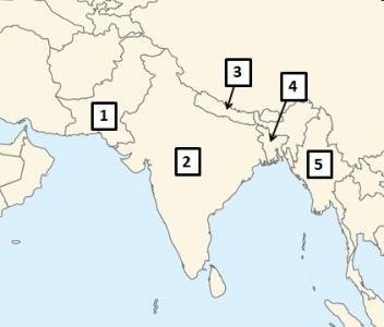 On the map above, country 1 is __________ and country 2 is __________. A. Pakistan-example-1