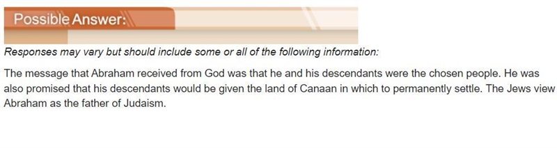 Describe the message that Abraham received from God. How do the Jews view Abraham-example-1