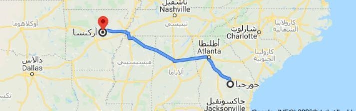 If you were travelling from Gerorgia to Arkansas, which direction would you primarily-example-1