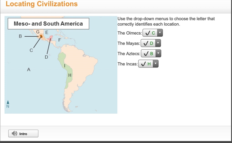 Use the drop-down menus to choose the letter that correctly identifies each location-example-1