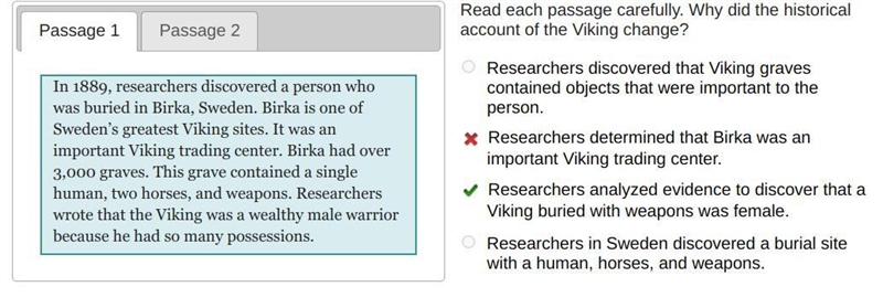 Read each passage carefully. Why did the historical account of the Viking change? In-example-1