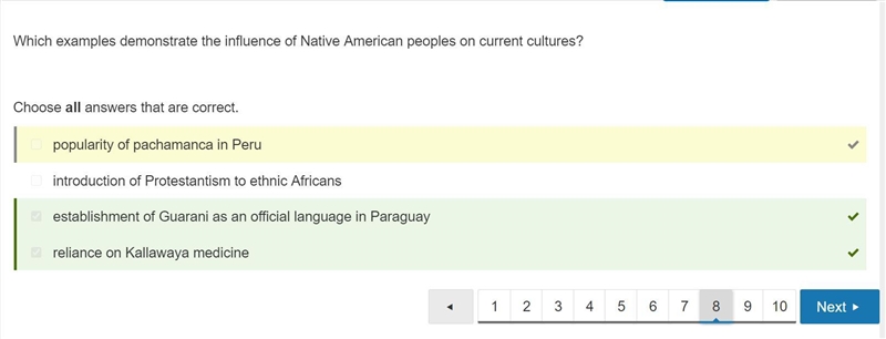 Which examples demonstrate the influence of Native American peoples on current cultures-example-1