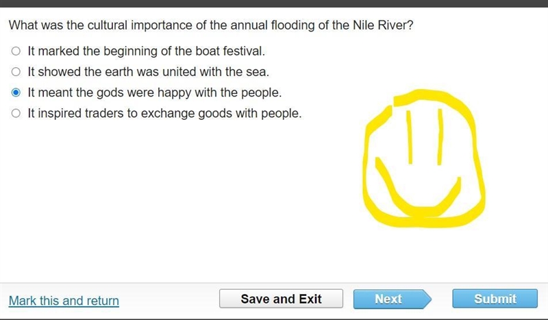 What was the cultural importance of the annual flooding of the Nile River? It marked-example-1