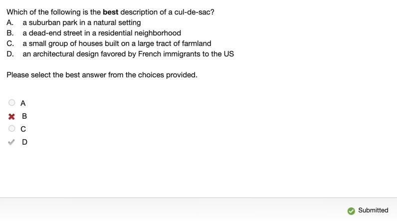 Which of the following is the best description of a cul-de-sac? A a suburban park-example-1