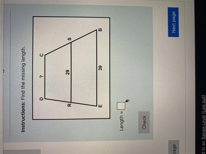 Find the missing length.-example-1