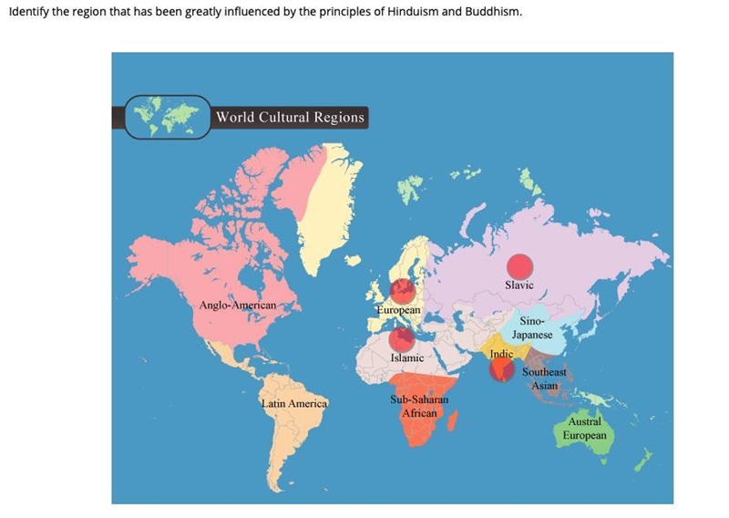 Identify the region that has been greatly influenced by the principles of Hinduism-example-1