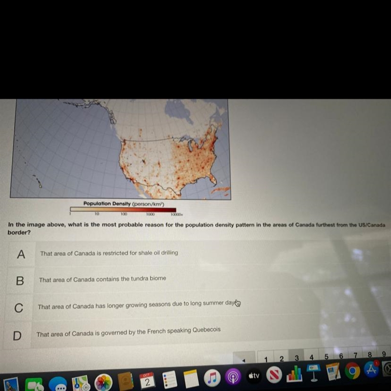 Population Density (person/km) 10 100 10000 In the image above, what is the most probable-example-1