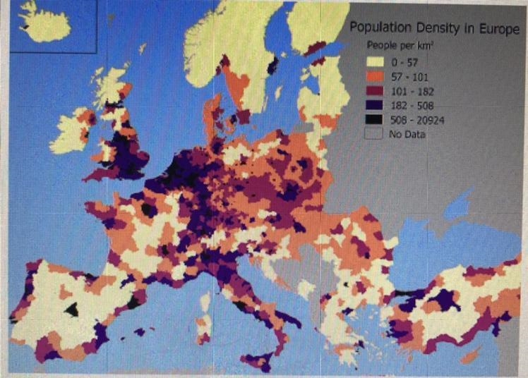 At the very north of Europe there is a low population density, why is the population-example-1