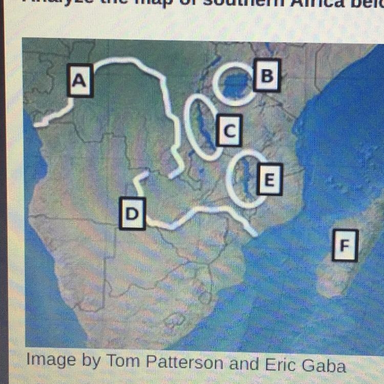 Analyze the map of Southern Africa below and answer the question that follows. On-example-1